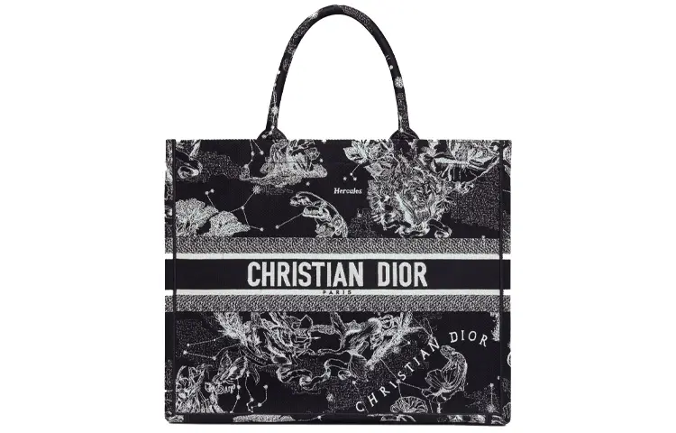 DIOR BookTote Embroidery Tote Bag, Shopping Bag, Shoulder Bag, Handbag Large Women's Black