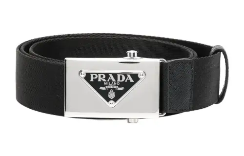 PRADA Logo Plaque Woven Belt