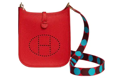 HERMES Evelyne Maurice Bullock Leather Crossbody Bag, Shoulder Bag 16 Women's S3 Rouge De Coeur Heart Red