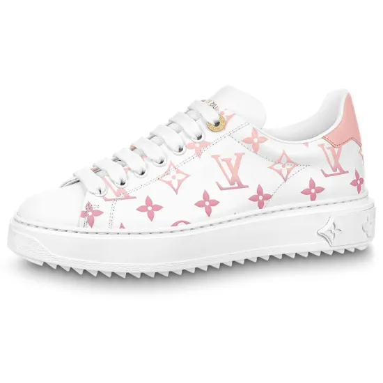 LOUIS VUITTON Time Out Sneakers 'White With Pink Monogram' Women's