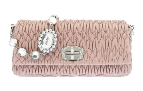 MIU MIU Soft Sheep Leather One Shoulder Crossbody Clutch Women's Cameo Brown Beige