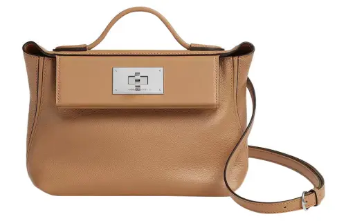 HERMES 24/24 Evercolor & Swift Calfskin Handbag Mini Women's Tea Brown & Light Tawny