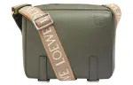LOEWE Military Messenger Bag In Soft Grained Calfskin And Jacquard Xs Khaki Green