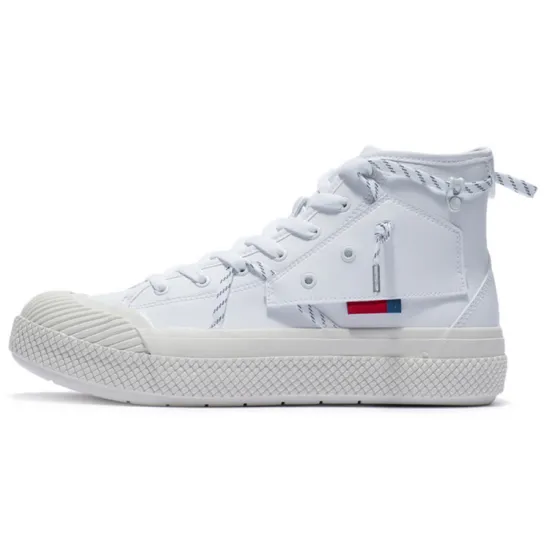 LINING Wave Skateboard Shoes Men High-Top White