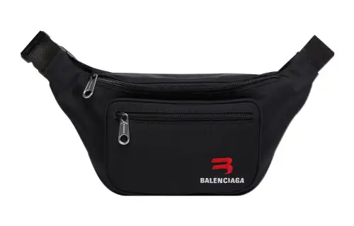 Balenciaga Explorer Sporty B Logo Embroidered Beltpack Medium Black