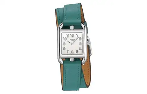 HERMES Cape Cod Wrist Watches Quartz Movement Cow Leather Strap 23*23mm White Dial Women's Watch 30m Waterproof