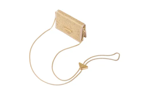 PRADA Textile, Leather Portable Card Holder Women's Platinum