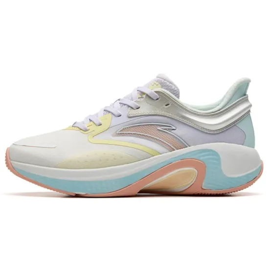 ANTA Running Shoes Women's Low-Top Ivory White/Misty Purple/Ice Pink Blue