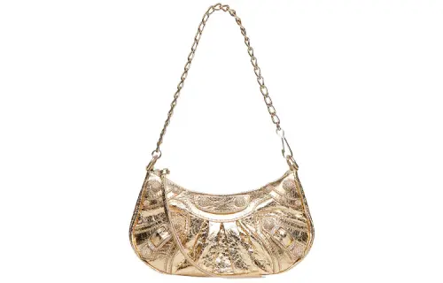 Balenciaga Le Cagole Lambskin Biker Bag Dumpling Bag Handbag, Shoulder Bag Mini Women's Light Gold