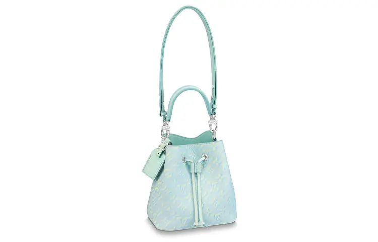 LOUIS VUITTON NéoNoé Embossed Cow Leather Bucket Bag, Portable Crossbody Bag, Shoulder Bag Mini Women's Turquoise
