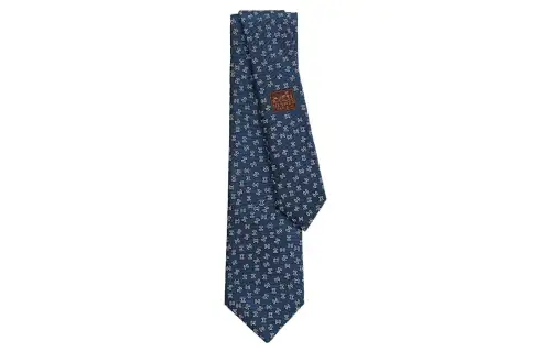 HERMES Tie 7 Ties Men's Marine Blue