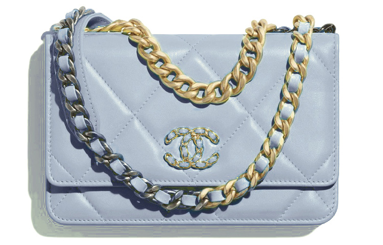 CHANEL 19BagWOC Sheepskin Shoulder Bag Women's Babybule Sky Blue