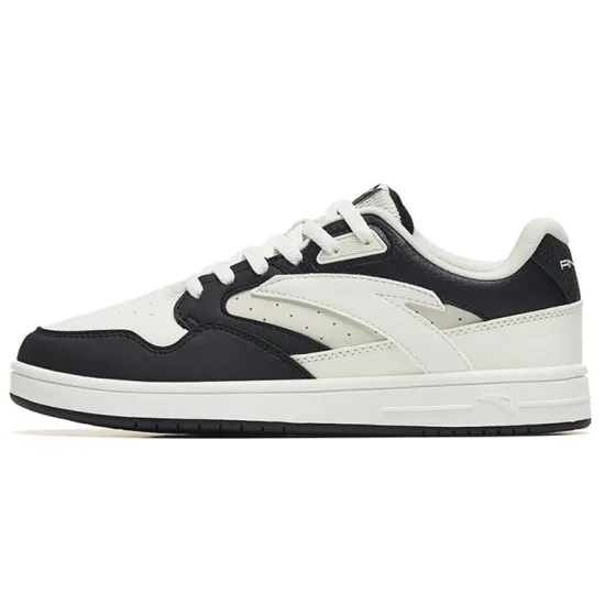 ANTA Life Collection Skateboard Shoes Women's Low-Top Ivory White Black/Muddy Sand Gray