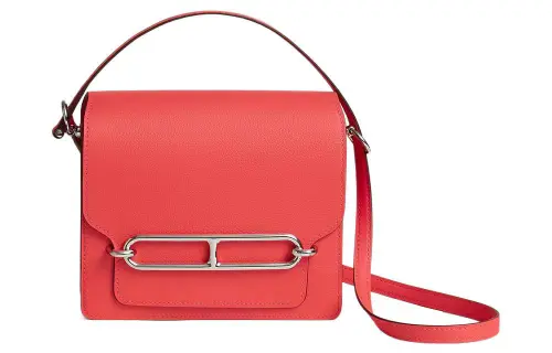 HERMES Roulis Evercolor Leather Handbag, Crossbody Bag Mini Women's 0E Rose Texas Pink