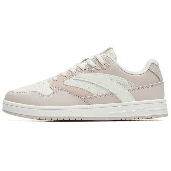 ANTA Life Collection Skateboard Shoes Women's Low-Top Dusty Gray/Ivory White/Wheat Pink