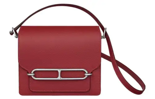 HERMES Roulis Evercolor Calfskin Shoulder Bag, Crossbody Bag Regular Women's Garnet Red/Purple Rose