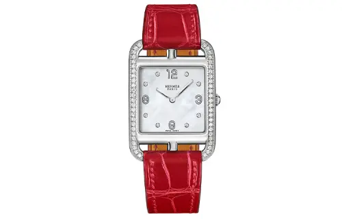 HERMES CAPE COD Wrist Watches Quartz Movement Crocodile Leather Strap 29mm White Dial Women's Watch 30m Water Resistant