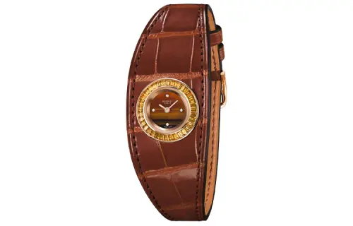 HERMES Wrist Watches Quartz Movement Genuine Leather Strap Coffee Watch Dial Women's 30m Water Resistant