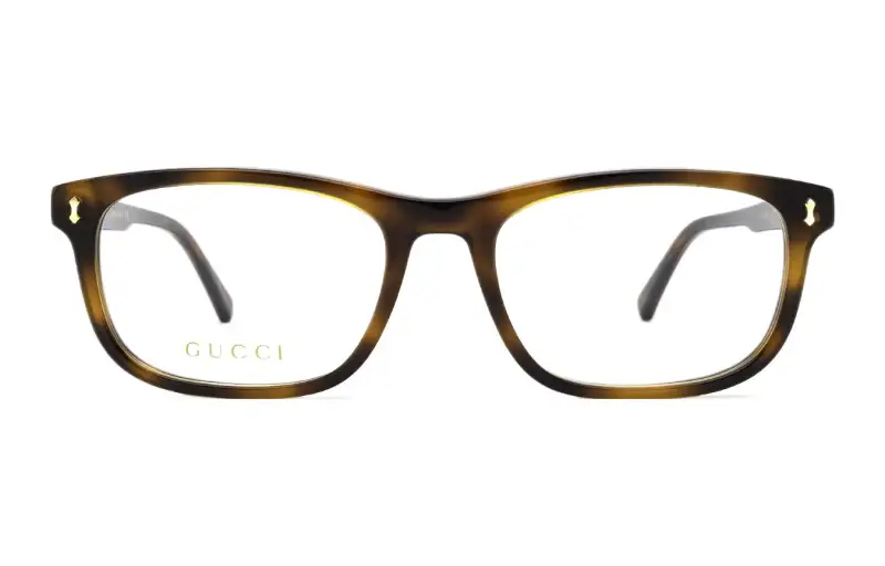 GUCCI Acetate Rectangular Prescription Glasses Unisex Brown