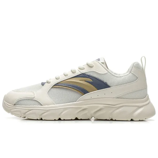 ANTA Running Shoes Men Low-Top Ivory White/Misty Purple Grey/Malt Light Brown