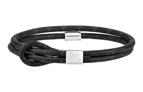 LOUIS VUITTON Metal Canvas Bracelets Men's Black