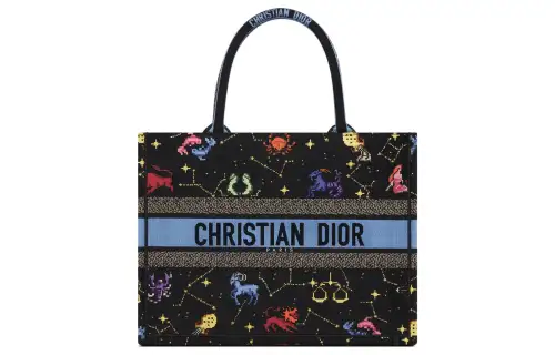 DIOR BookTote Embroidery Tote Bag, Shopping Bag, Shoulder Bag, Handbag Medium Women's Black