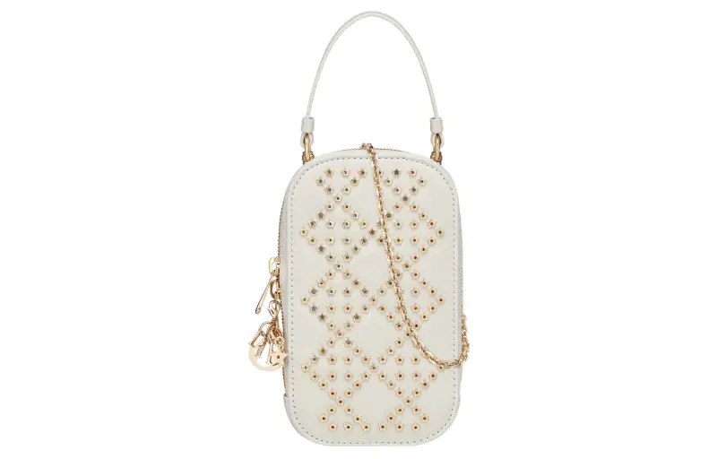 DIOR 22 AddictLady Dior Sheepskin Shoulder Bag, Crossbody Bag, Handbag Cell Phone Pouch Women's Milk White