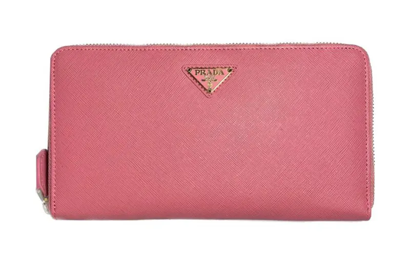 PRADA Luggage Collection Cow Leather Wallet Women's Geranium Pink