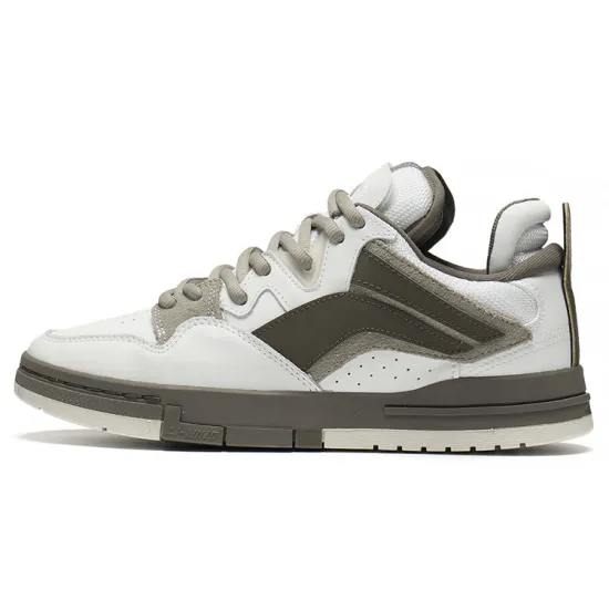 LiNing Wave Skateboard Shoes Men Low-Top White Gray