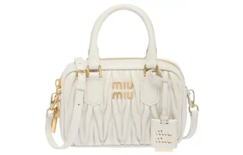 MIU MIU Matelasse Nappa Leather Top Handle White