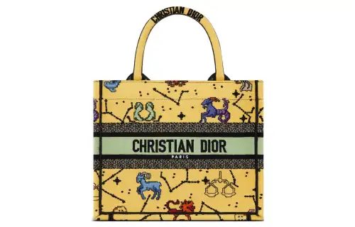 DIOR BookTote Embroidery Tote Bag, Shopping Bag, Shoulder Bag, Handbag Small Women's Yellow