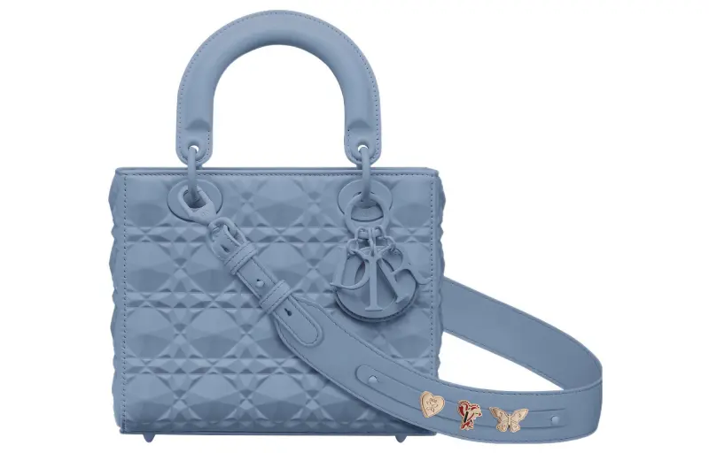 DIOR Lady Dior Denim Calfskin Handbag, Shoulder Bag, Crossbody Bag, Handbag Small Women's Haze Blue