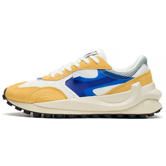 LINING Square Casual Shoes Men Low-Top Champagne White/Light Sienna Yellow/Signal Blue