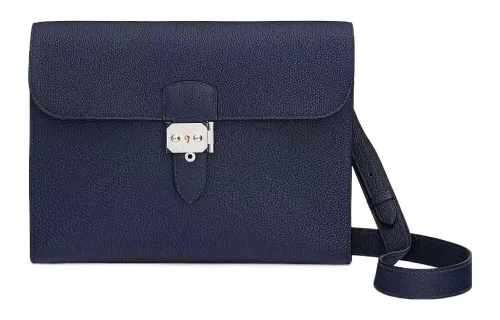 HERMES Sac A Depeches Togo Calfskin Crossbody Bags Men's Bleu Nuit Midnight Blue