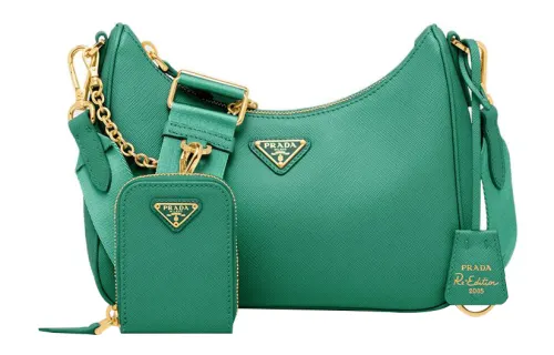 PRADA Leather 3 in 1 Shoulder Bag, Portable Crossbody Bag, Shoulder Bag Women's Green