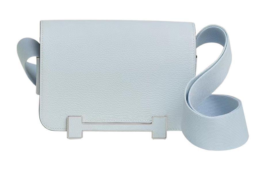 HERMES Geta Goatskin Wooden Sandal Bag, Crossbody Bag, Shoulder Bag Women's Dusty Blue