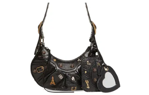 Balenciaga Le Cagole Shoulder Bag Xs With Pins Black