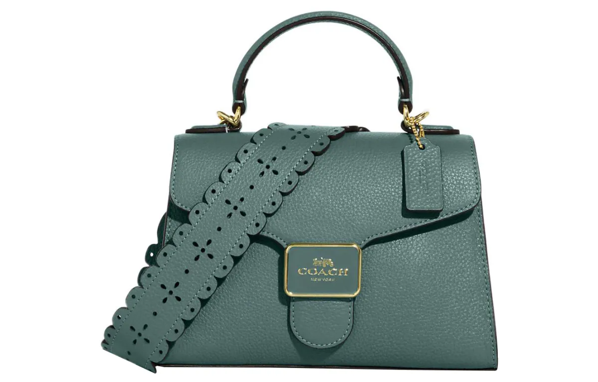 COACH Pepper Leather Handbag, Shoulder Bag, Crossbody Bag Small Women's Ink Wash Green