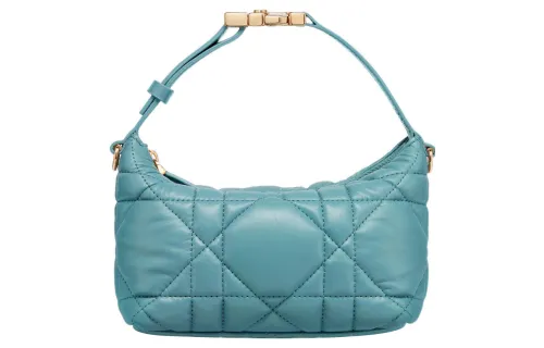 DIOR DiorTravel Cow Leather Lunch Box Bag Clutch Handbag Regular Women's Sky Blue