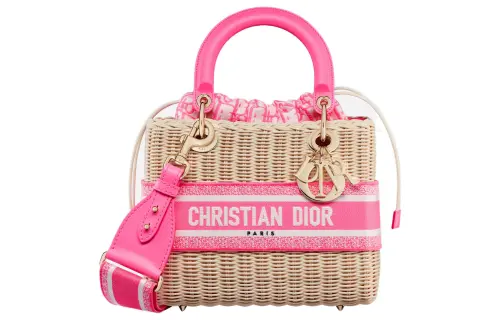 DIOR Lady Dior Leather Handbag, Shoulder Bag, Crossbody Bag, Handbag Medium Women's Neon Pink