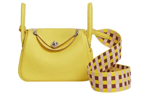 HERMES Lindy Clemence Cow Leather Handbags 19 Women's Lime/Lemon/Hermes Red/Mallow Purple