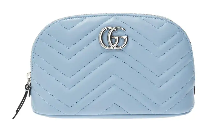GUCCI GG Marmont Leather Makeup Bag Toiletry Bag Clutch Large Women's Blue/Candy/Unicorn Color
