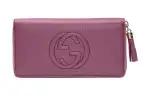 GUCCI Soho Cow Leather Wallet Women's Purple