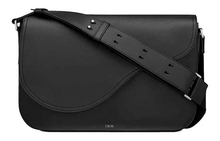DIOR Saddle Flap Grained Calfskin Saddle Bag, Messenger Bag, Crossbody Bag, Shoulder Bag Men's Black