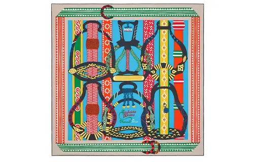 HERMES Carre Scarves Women's Gray Blue