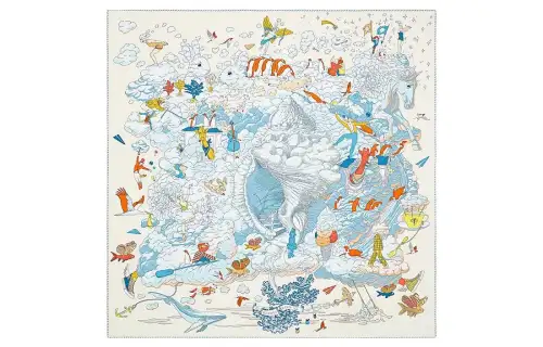 HERMES Silk Scarves Women's White