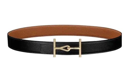 HERMES Togo Leather Belts Men's Width 3.2cm