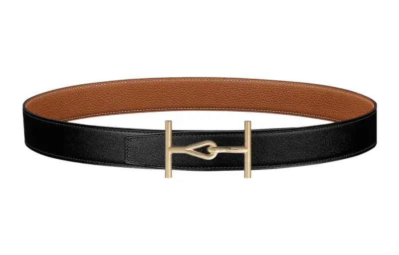 HERMES Togo Leather Belts Men's Width 3.2cm