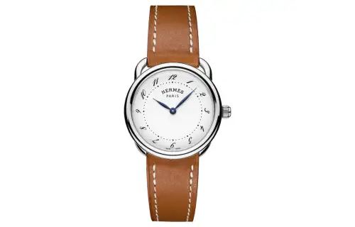 HERMES Arceau Collection Wrist Watches Quartz Movement Calfskin Strap 28mm White Dial Women's Watch W040135WW00