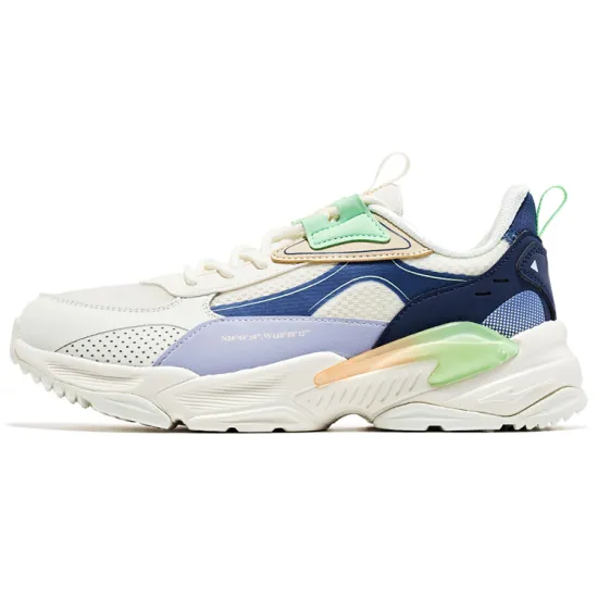 Erke Casual Shoes Women's Low-Top Ivory/Gulf Blue